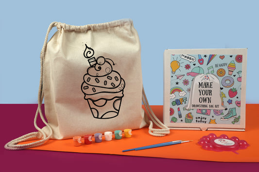 DIY Cupcake DrawString Bag Painting Kit